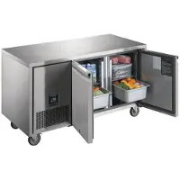 Polar Table inox réfrigérée tropicalisée positive 267 Litres, 2 portes GN 1/1, 350 W, 230 V - MONO