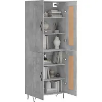 vidaXL Highboard gris béton 69,5x34x180 cm Bois composite
