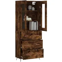 vidaXL Highboard chêne fumé 69,5x34x180 cm bois composite