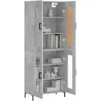 vidaXL Highboard gris béton 69,5x34x180 cm Bois composite