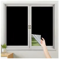 INF Rideau temporaire occultant auto-adhésif portable DIY pour tourisme Black 145 x 100 cm