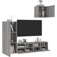 vidaXL meuble-paroi 4 pièces gris Sonoma Matériau dérivé du bois