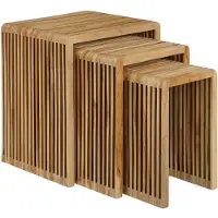 Mica Decorations Table d'appoint Yonker - Lot de 3 - L44 x L34 x H50 cm - Bois recyclé - Brun