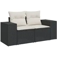 vidaXL ensemble de salon de jardin 6 pièces avec coussins Noir Poly Rattan