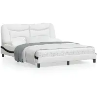 vidaXL Cadre de lit sans matelas "Hvar" blanc et noir 160x200 cm similicuir