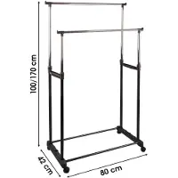 Urban Living Double penderie mobile Pendo - L. 80 x H. 170 cm - Noir