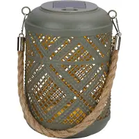 Arti Casa Lanterne Solaire Lampe Solaire Exterieur - Lampe De Table Avec Lumière Blanche Chaude - Autonomie Jusqu'à 8 Heures - Ip44 Étanche - 11 X 15,5 Cm - Plastique - Gris