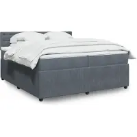 vidaXL Lit boxspring avec matelas gris foncé 200x200 cm velours