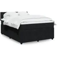 vidaXL Lit boxspring avec matelas noir 160x200 cm velours