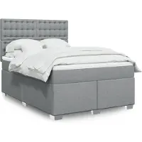 vidaXL Lit boxspring avec matelas gris clair 140x190 cm Tissu