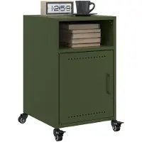 vidaXL Tables de chevet 2 pcs vert olive 36x39x59 cm acier