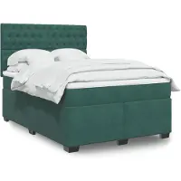 vidaXL Lit boxspring avec matelas vert foncé 140x200 cm velours