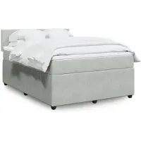 vidaXL Lit boxspring avec matelas gris clair 140x190 cm velours