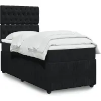 vidaXL Lit boxspring avec matelas noir 90x200 cm velours