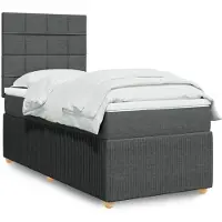 vidaXL Lit boxspring avec matelas gris foncé 80x200 cm Tissu