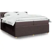 vidaXL Lit boxspring avec matelas brun foncé 200x200 cm Tissu