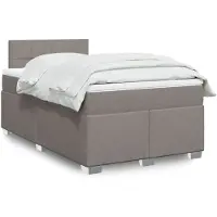 vidaXL Lit Boxspring avec matelas Taupe 120x190 cm Tissu