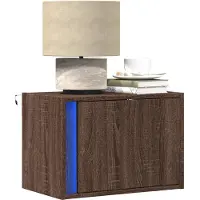 vidaXL Tables de chevet murales avec lumières LED 2 pcs chêne marron