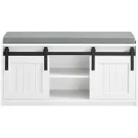 SoBuy Meuble d'entrée avec portes coulissantes, banc à chaussures à 6 compartiments pour l'entrée, 90x35x46 cm, blanc, FSR133-K-W