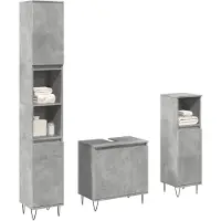 vidaXL Ensemble de meubles de salle de bain 3 pièces gris béton bois composite