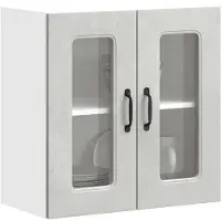 vidaXL Armoire de cuisine suspendue avec porte vitrée Kalmar gris béton Matériau dérivé du bois