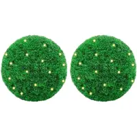 vidaXL Boules de buis artificielles avec lumières LED 2 pcs vert 52 cm