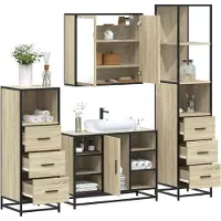 vidaXL Ensemble de meubles de salle de bain 4 pièces en bois composite chêne Sonoma