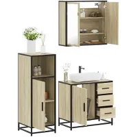 vidaXL Ensemble de meubles de salle de bain 3 pièces en bois composite chêne Sonoma