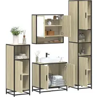 vidaXL Ensemble de meubles de salle de bain 4 pièces en bois composite chêne Sonoma