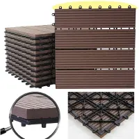 Mendler 11x Carreau Wpc Rhone, Carrelage Balcon/Terrasse, Optique Bois À 30x30cm = 1m² Premium, Café Linéaire