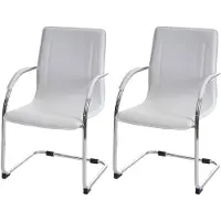 Generique 2x chaise de conférence Samara, chaise visiteurs cantilever, similicuir blanc