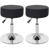 Mendler 2x Tabouret HWC-C22, hauteur réglable, Ø 35 cm, tissu gris foncé