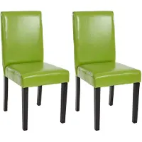 Mendler Lot de 2 chaises de séjour Littau simili-cuir, vert, pieds foncés
