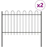 vidaXL Clôture de jardin 2 pièces Gris 3,4 x 0,8 m Acier thermolaqué