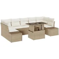vidaXL Ensemble de canapé de jardin avec coussins 8 pcs Beige et Crème