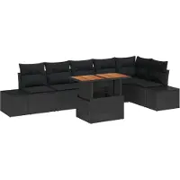 vidaXL Ensemble de canapés de jardin , 7 pièces, noir et marron