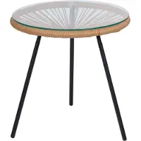 Arti Casa Table d'Appoint Acapulco Table Basse Ronde en Verre et Métal - Petite Table Ø44x47 cm - Design Moderne