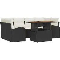 vidaXL Ensemble de salon de jardin , 7 pièces, noir et crème