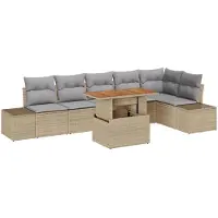 vidaXL Salon de jardin avec coussins 7 pcs Beige et Gris