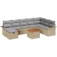 vidaXL Ensemble de canapés de jardin , 9 pièces, beige, en polyrotin
