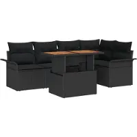 vidaXL Ensemble de salon de jardin , 6 pièces, couleur noire