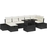 vidaXL Ensemble de canapés de jardin , 8 pièces, noir, en résine tressée