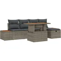 vidaXL Ensemble de canapés de jardin , 6 pièces, gris, en résine tressée
