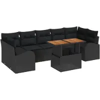 vidaXL Ensemble de canapé de jardin avec coussins 8 pcs noir