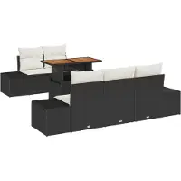 vidaXL Ensemble de canapés de jardin , 6 pièces, noir et crème