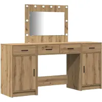 vidaXL Table de maquillage , 3 pièces, marron, 78,5 x 41 x 135 cm, matériau composite en bois