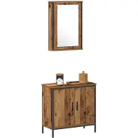vidaXL Ensemble de meubles de salle de bain, 2 pièces, bois imitation bois, couleur marron
