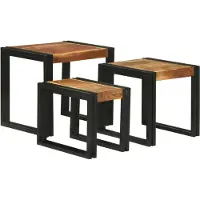 vidaXL Table Gigogne 3 pcs Bois d'acacia solide et un métal