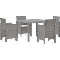 vidaXL Ensemble de jardin pour 5 personnes, gris clair, en polypropylène