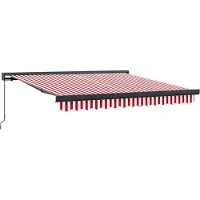 vidaXL Store rétractable rouge et blanc 350 x 250 cm Tissu et métal